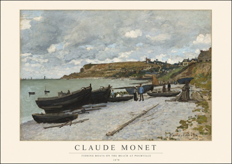Monet Fishing Boats on the Beach at Pourville No1 - Plakát