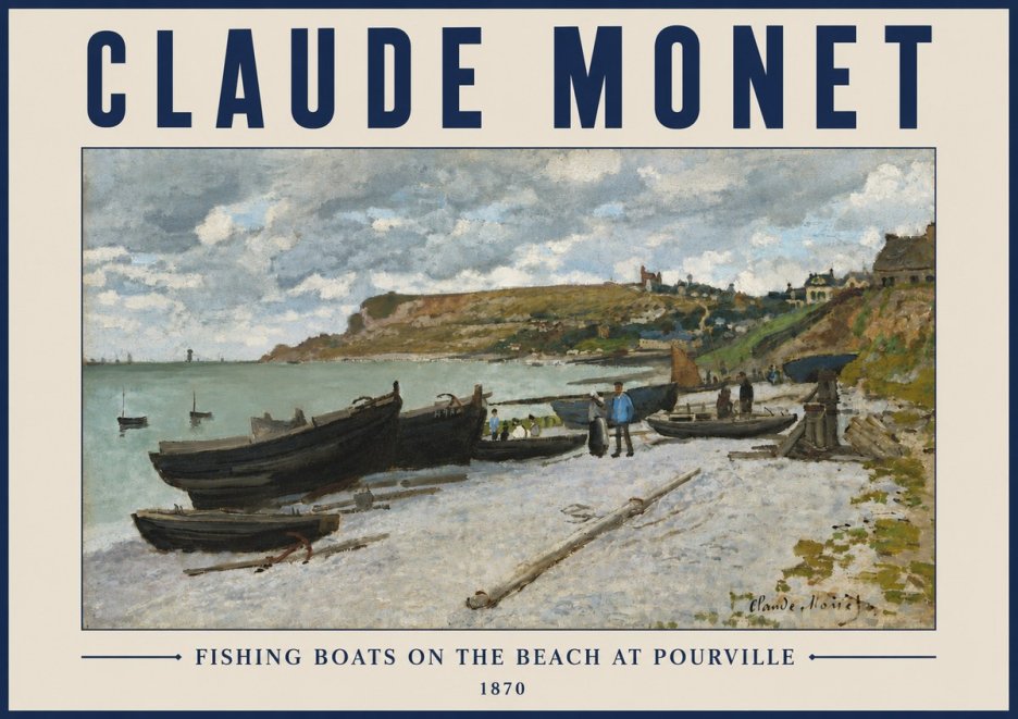 Monet Fishing Boats on the Beach at Pourville No3 - Plakát