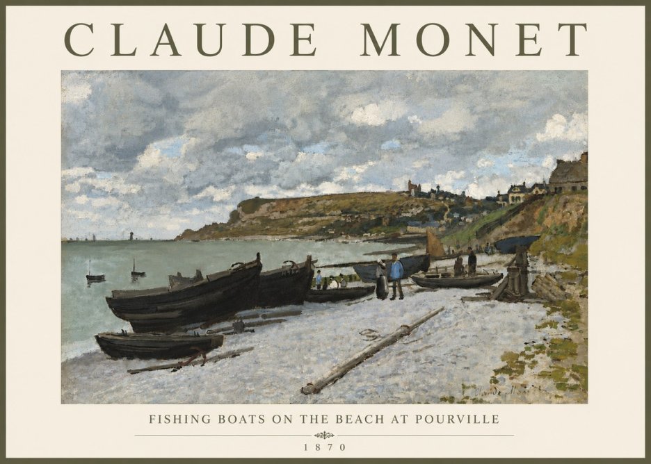 Monet Fishing Boats on the Beach at Pourville No4 - Plakát