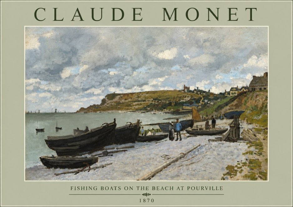 Monet Fishing Boats on the Beach at Pourville No6 - Plakát