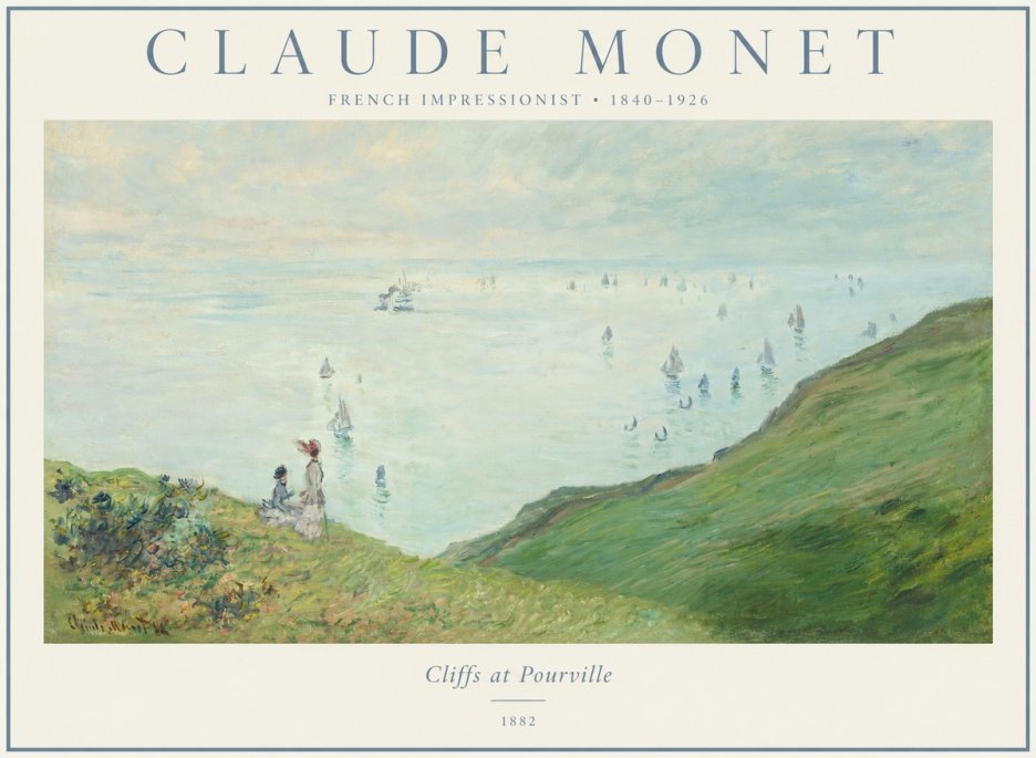 Monet Cliffs at Pourville I No1 - Plakát