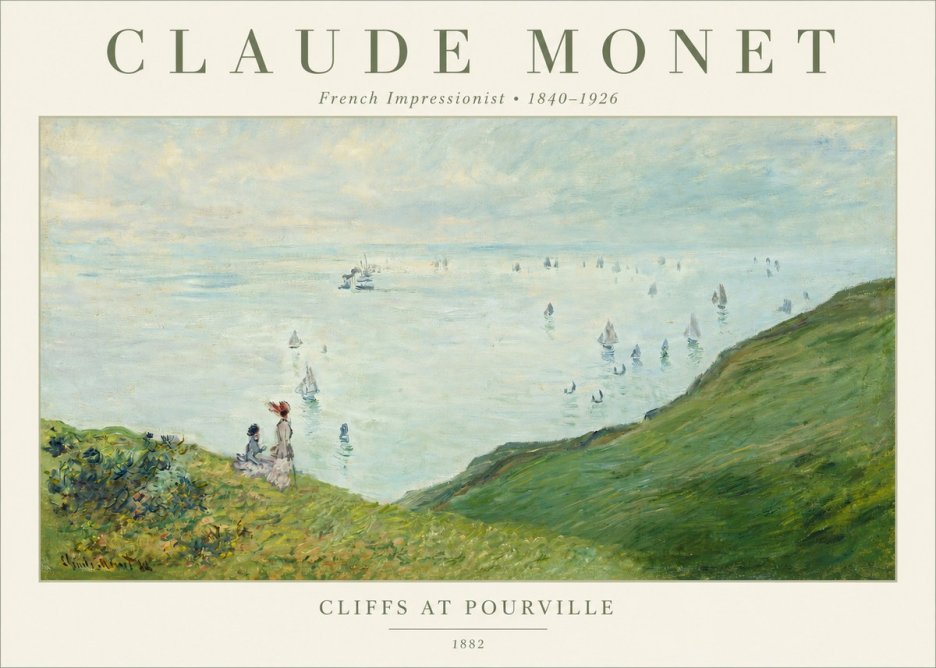 Monet Cliffs at Pourville I No2 - Plakát