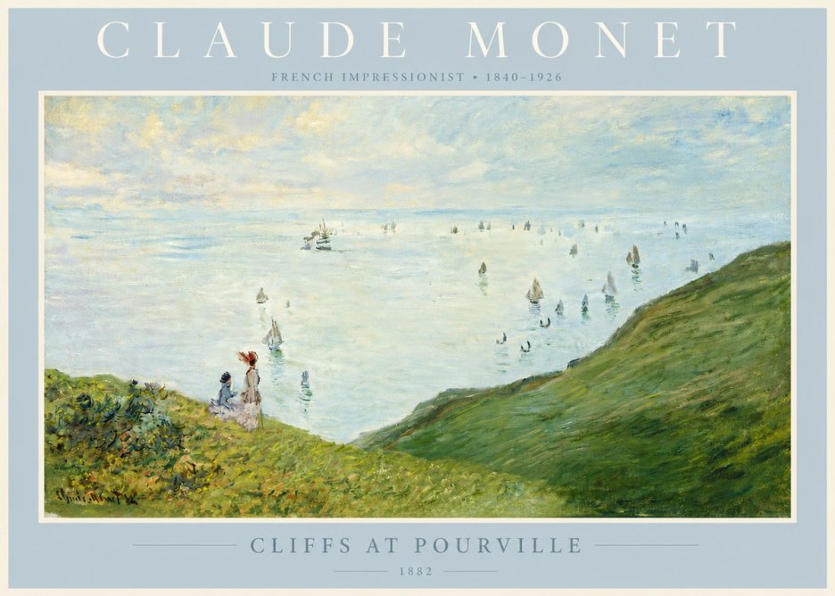 Monet Cliffs at Pourville I No4 - Plakát