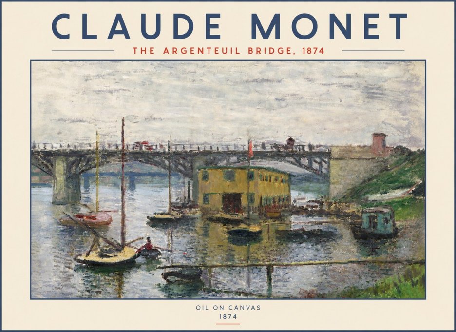 Monet The Argenteuil Bridge No4 - Plakát
