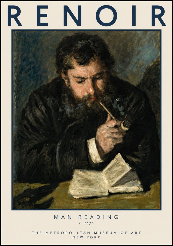 Renoir Man Reading No3 - Plakát