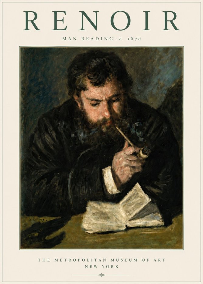 Renoir Man Reading No4 - Plakát