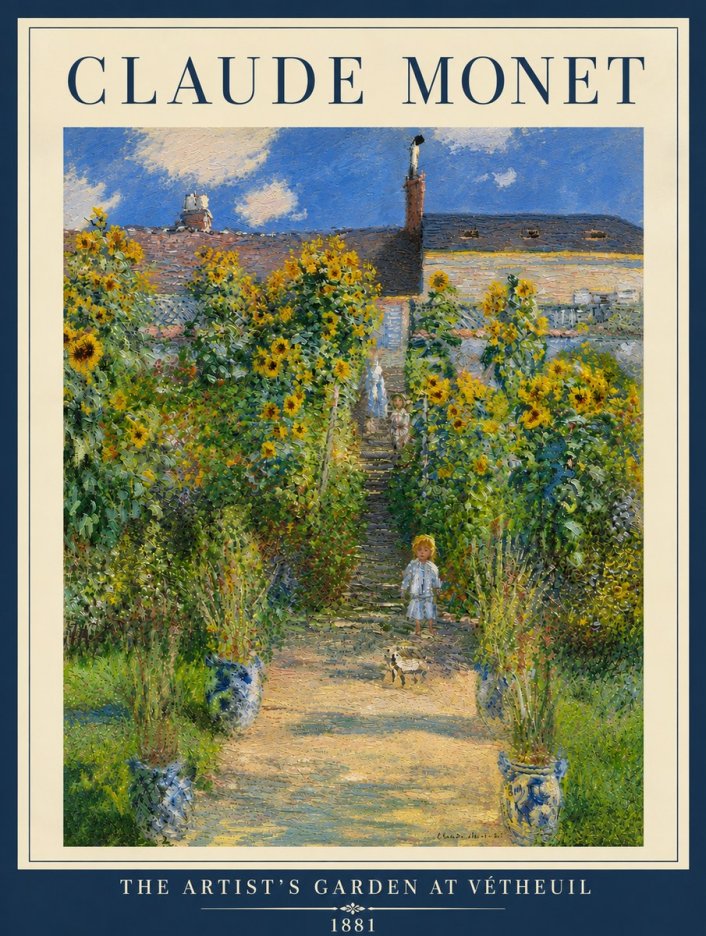 Monet The Artist's Garden at Vétheuil I No5 - Plakát