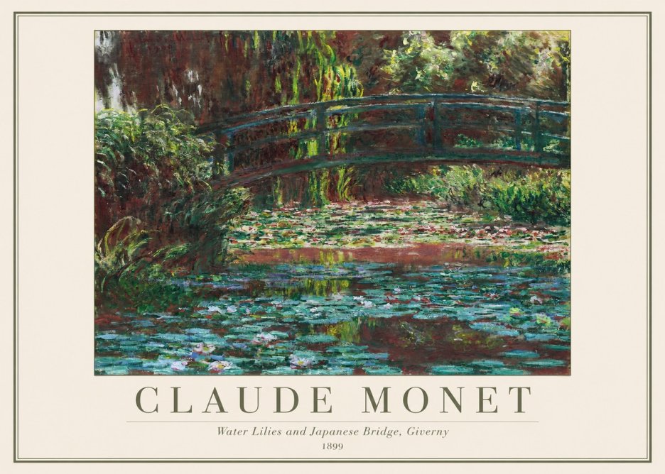 Monet Water Lilies and Japanese Bridge, Giverny No1 - Plakát