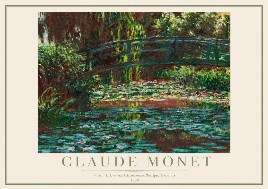 Monet Water Lilies and Japanese Bridge, Giverny No3 - Plakát