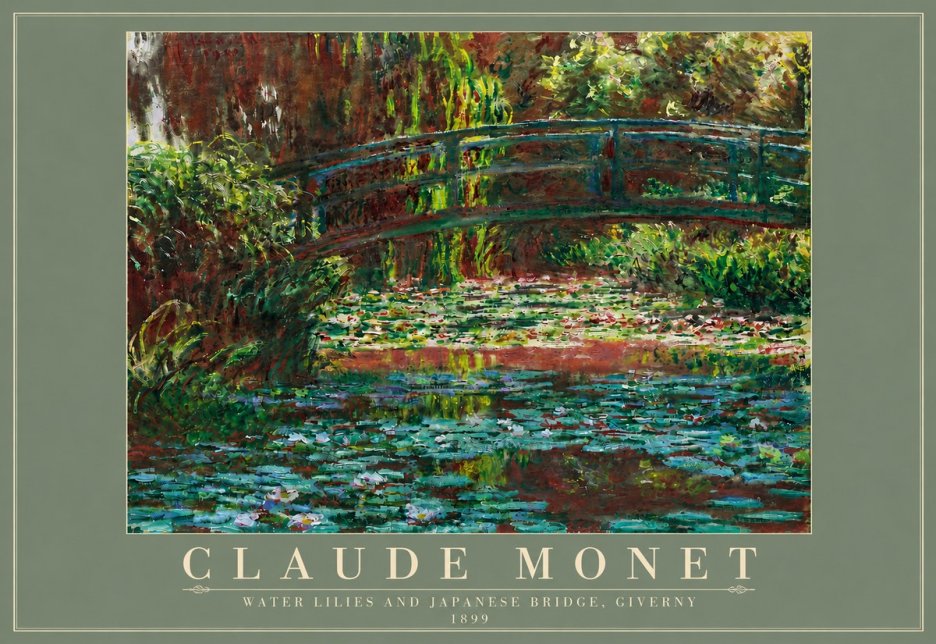 Monet Water Lilies and Japanese Bridge, Giverny No4 - Plakát