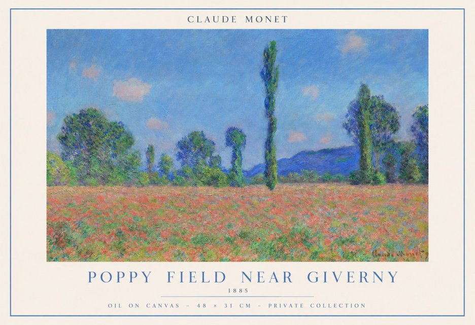 Monet Poppy Field Near Giverny No1 - Plakát