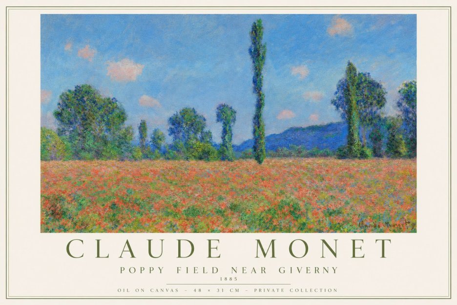 Monet Poppy Field Near Giverny No2 - Plakát