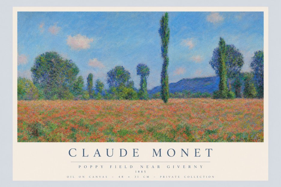 Monet Poppy Field Near Giverny No3 - Plakát