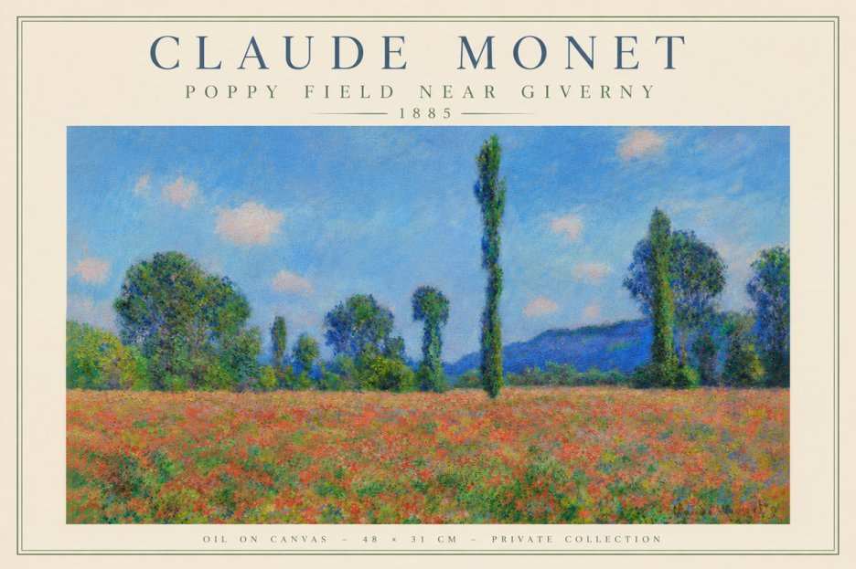 Monet Poppy Field Near Giverny No6 - Plakát