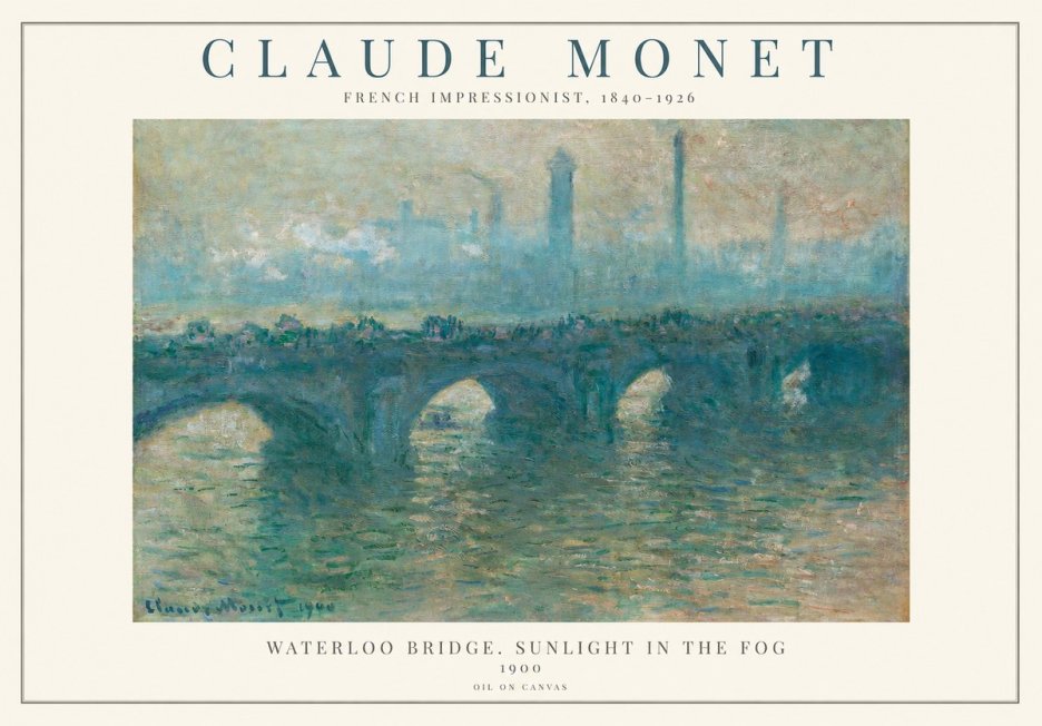 Monet Waterloo Bridge. Sunlight in the Fog No1 - Plakát
