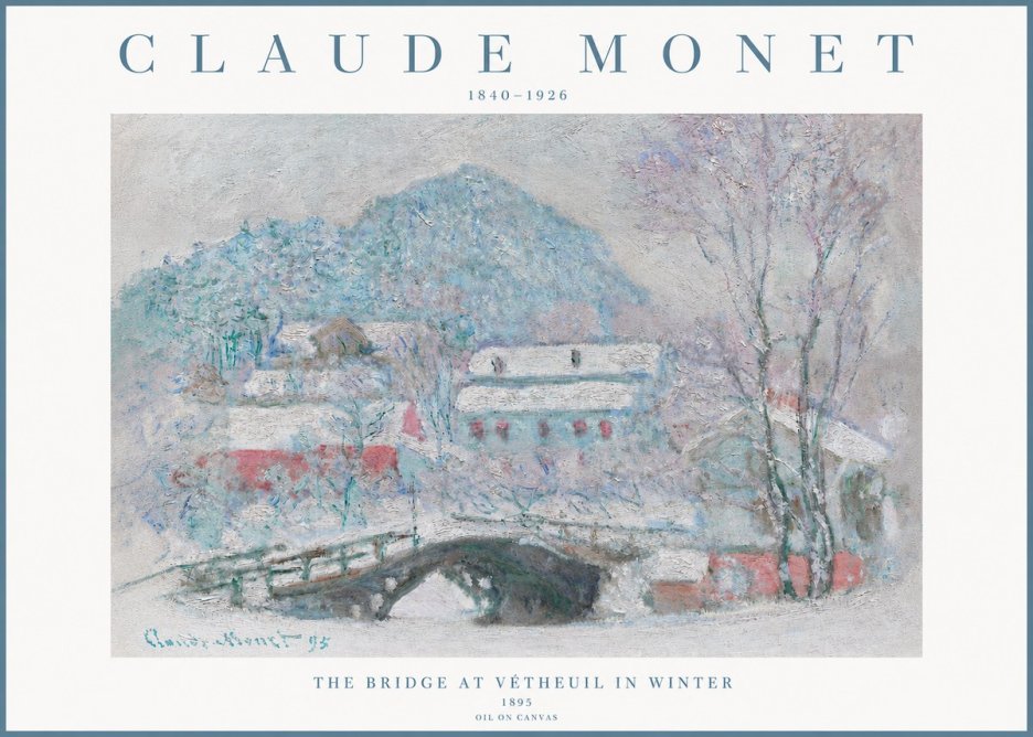 Monet The Bridge at Vétheuil in Winter No3 - Plakát