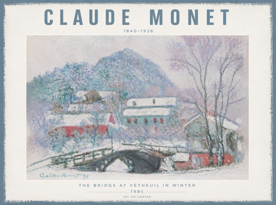 Monet The Bridge at Vétheuil in Winter No6 - Plakát