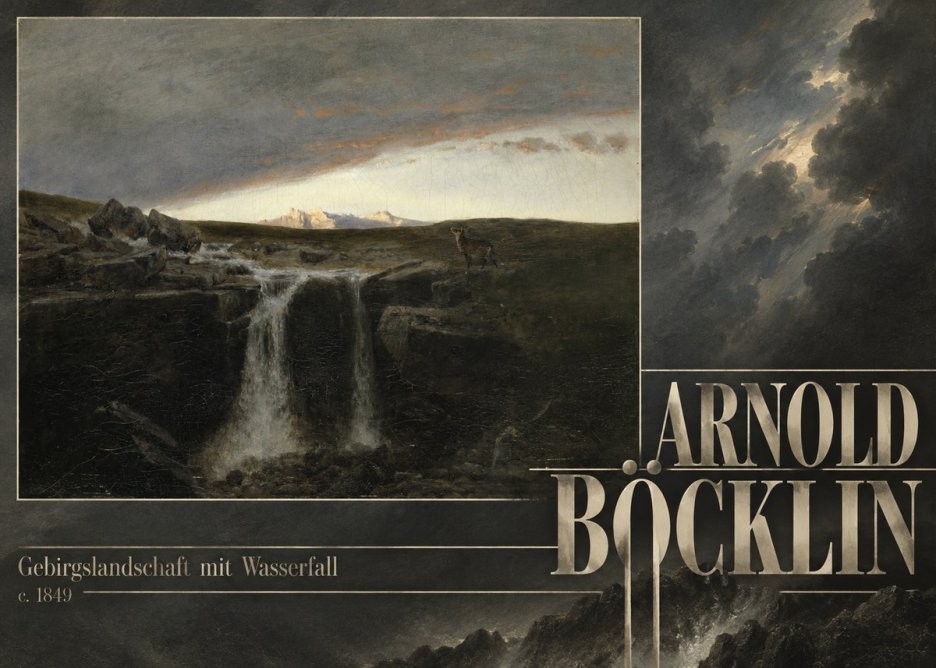 Arnold Böcklin Gebirgslandschaft Mit Wasserfall No6 - Plakát