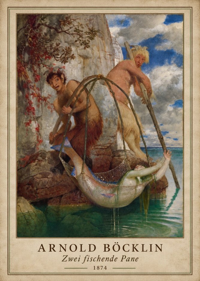 Arnold Böcklin Zwei Fischende Pane No1 - Plakát