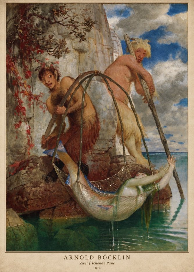 Arnold Böcklin Zwei Fischende Pane No2 - Plakát