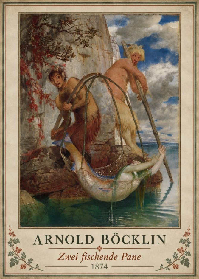 Arnold Böcklin Zwei Fischende Pane No3 - Plakát