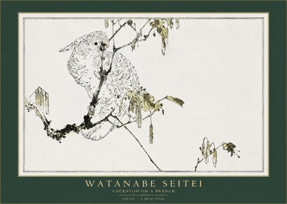Watanabe Seitei Cockatoo on a Branch No2 - Plakát