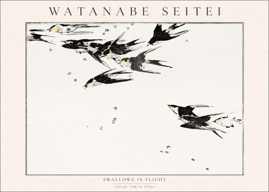 Watanabe Seitei Swallows in Flight No1 - Plakát