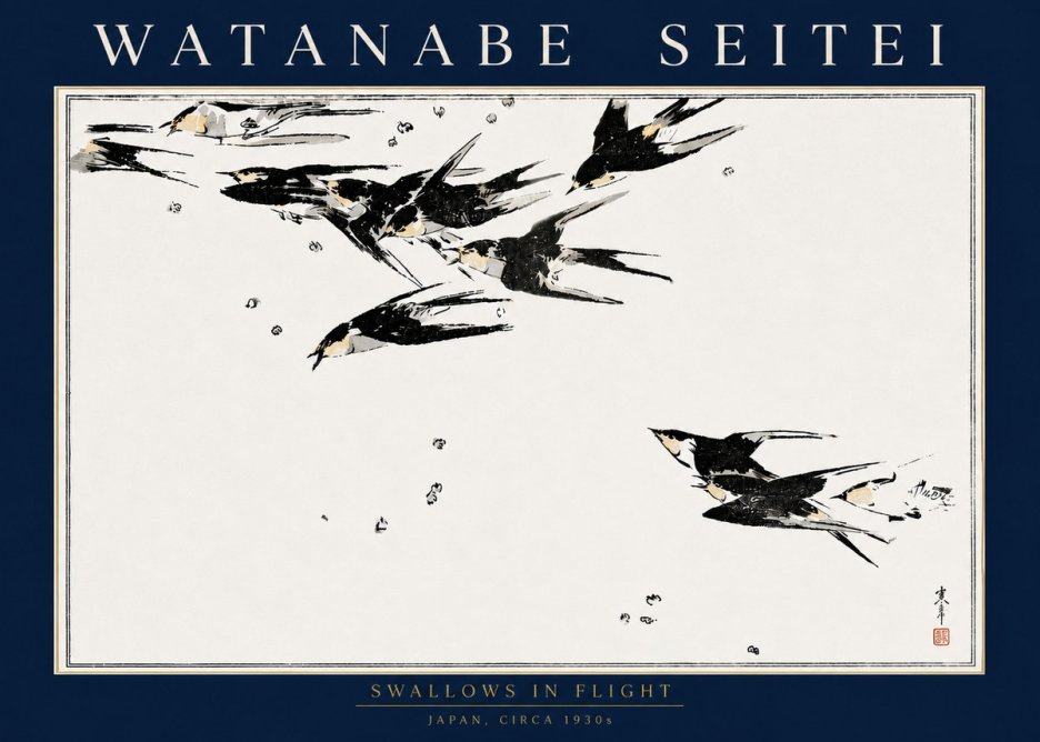 Watanabe Seitei Swallows in Flight No4 - Plakát