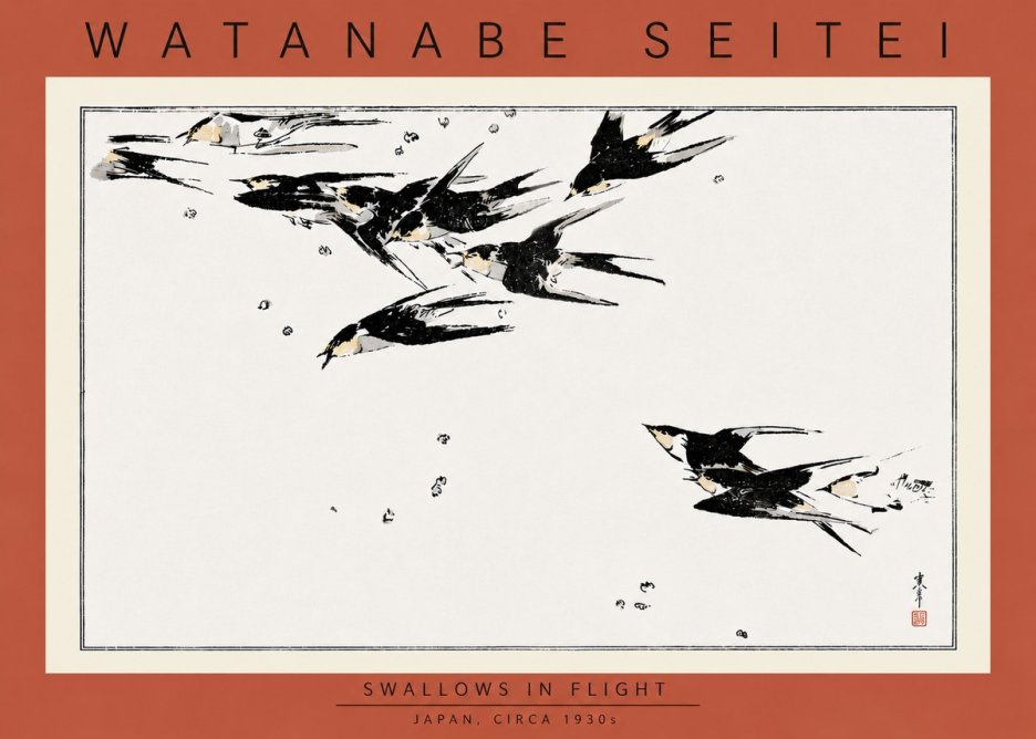 Watanabe Seitei Swallows in Flight No5 - Plakát