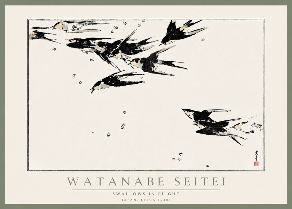 Watanabe Seitei Swallows in Flight No6 - Plakát