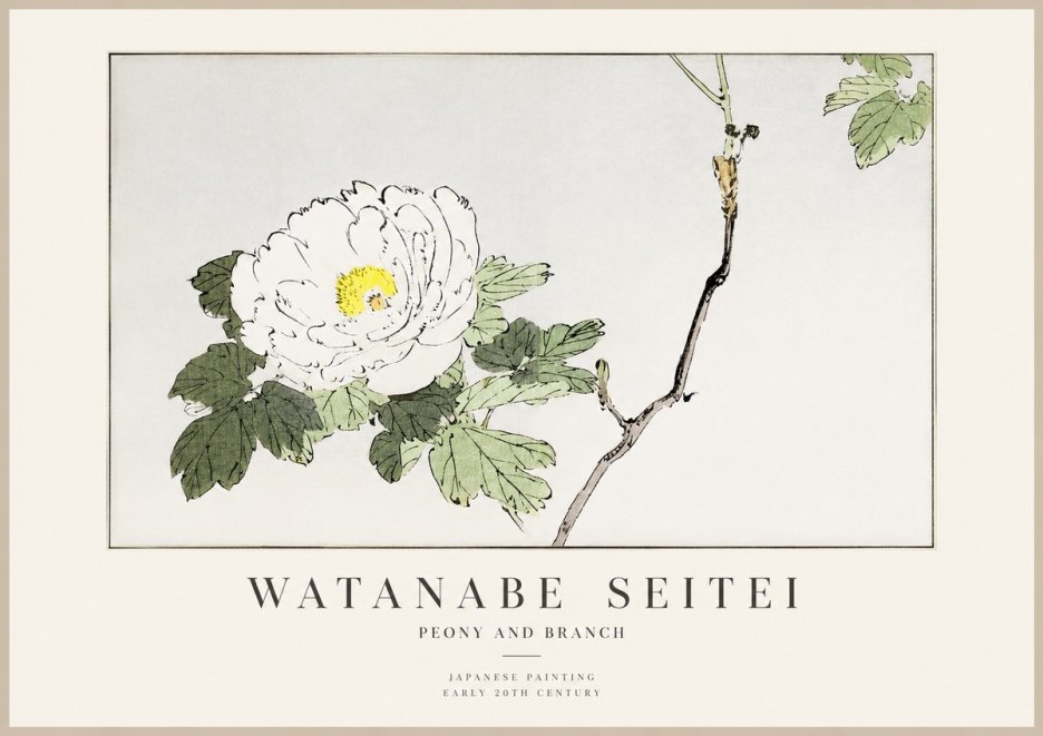 Watanabe Seitei Peony and Branch No1 - Plakát