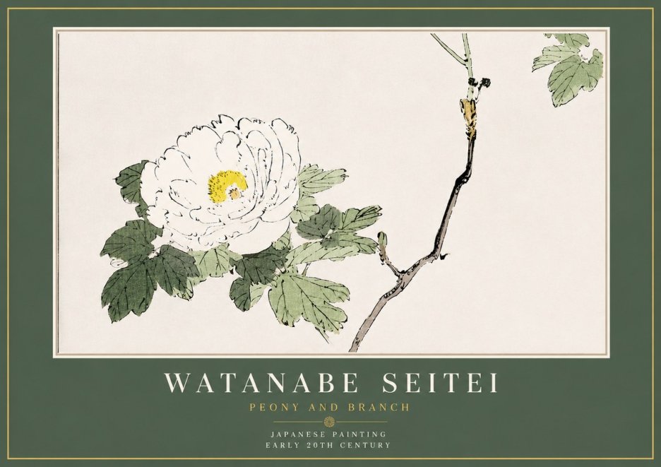 Watanabe Seitei Peony and Branch No4 - Plakát