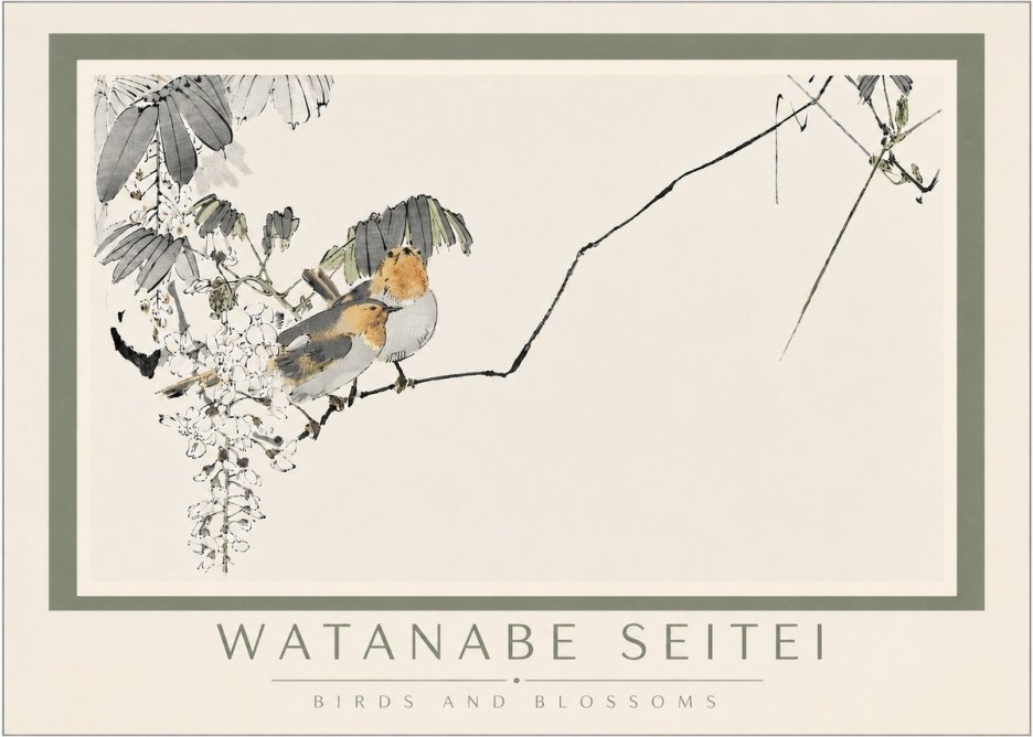 Watanabe Seitei Birds and Blossoms No4 - Plakát