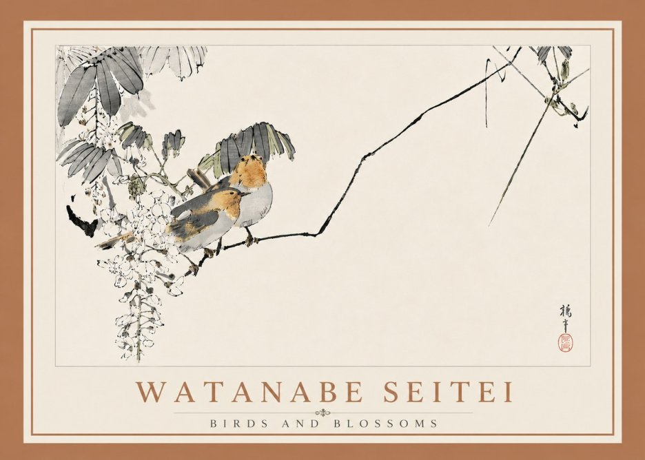 Watanabe Seitei Birds and Blossoms No6 - Plakát