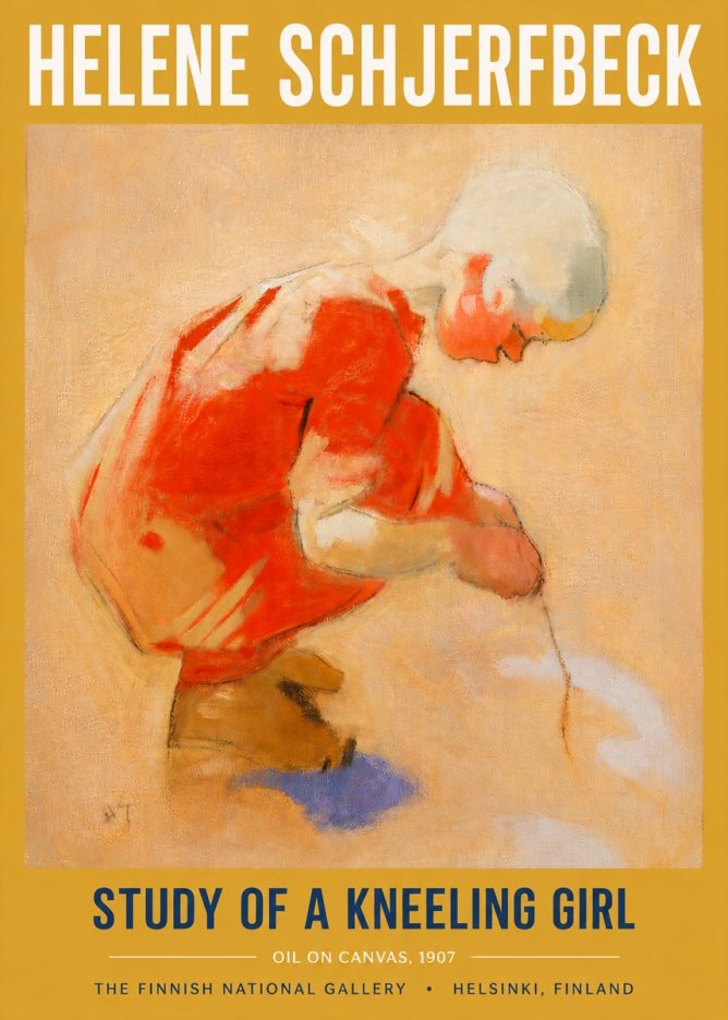 Helene Schjerfbeck Study of a Kneeling Girl No6 - Plakát