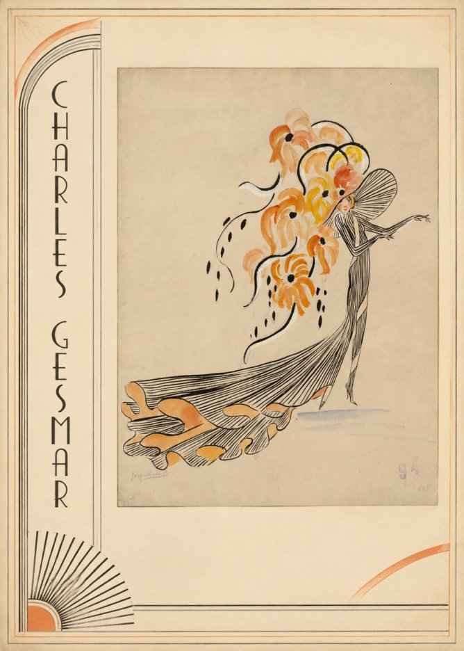 Charles Gesmar Lady with Floral Headdress No2 - Plakát
