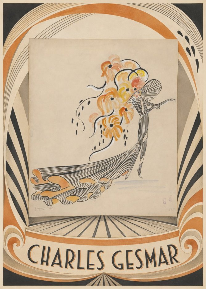 Charles Gesmar Lady with Floral Headdress No4 - Plakát