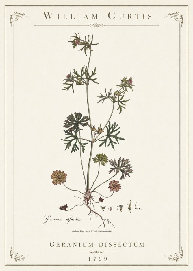 William Curtis Geranium Dissectum I No1 - Plakát