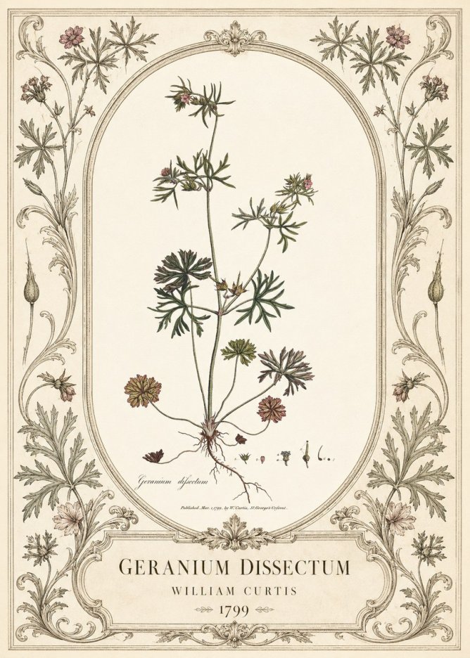 William Curtis Geranium Dissectum I No3 - Plakát