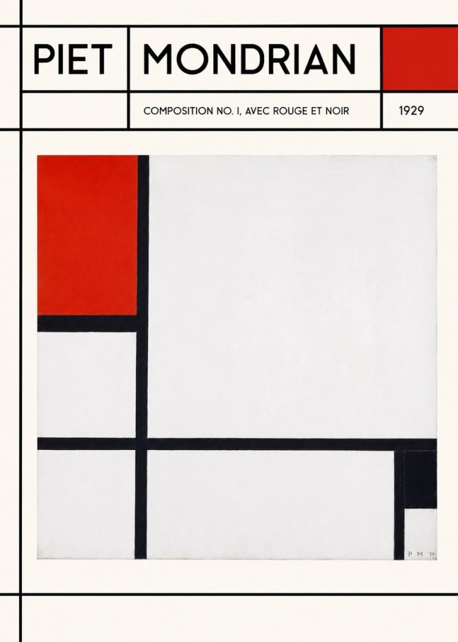 Piet Mondrian Composition No. I, Avec Rouge Et Noir No2 - Plakát