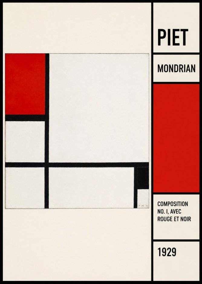 Piet Mondrian Composition No. I, Avec Rouge Et Noir No3 - Plakát