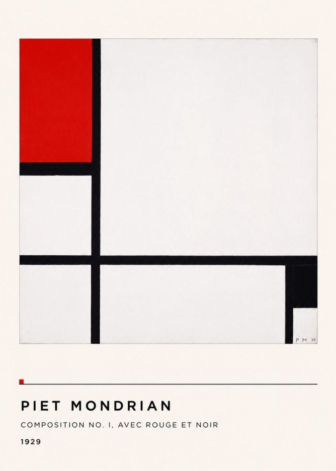 Piet Mondrian Composition No. I, Avec Rouge Et Noir No4 - Plakát