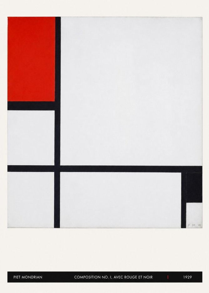 Piet Mondrian Composition No. I, Avec Rouge Et Noir No5 - Plakát