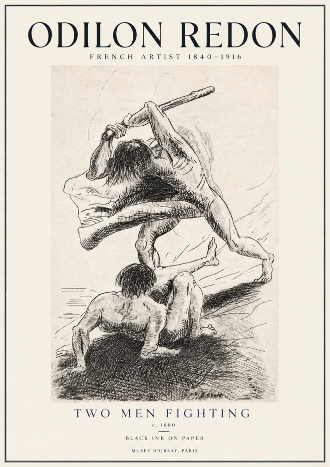 Odilon Redon Two Men Fighting No4 - Plakát