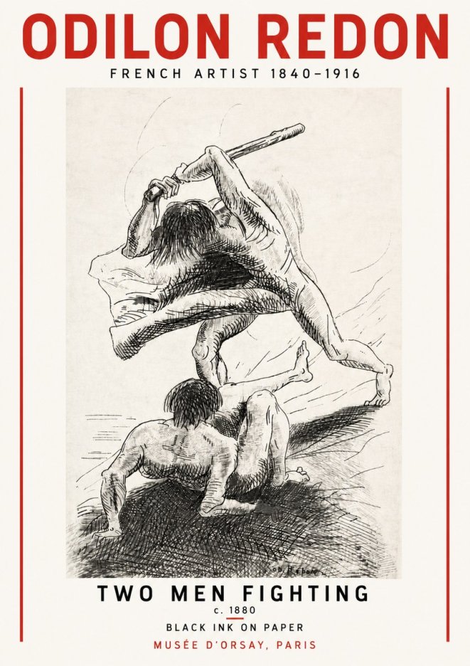 Odilon Redon Two Men Fighting No5 - Plakát