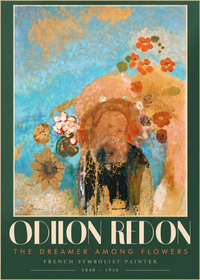 Odilon Redon The Dreamer Among Flowers No5 - Plakát
