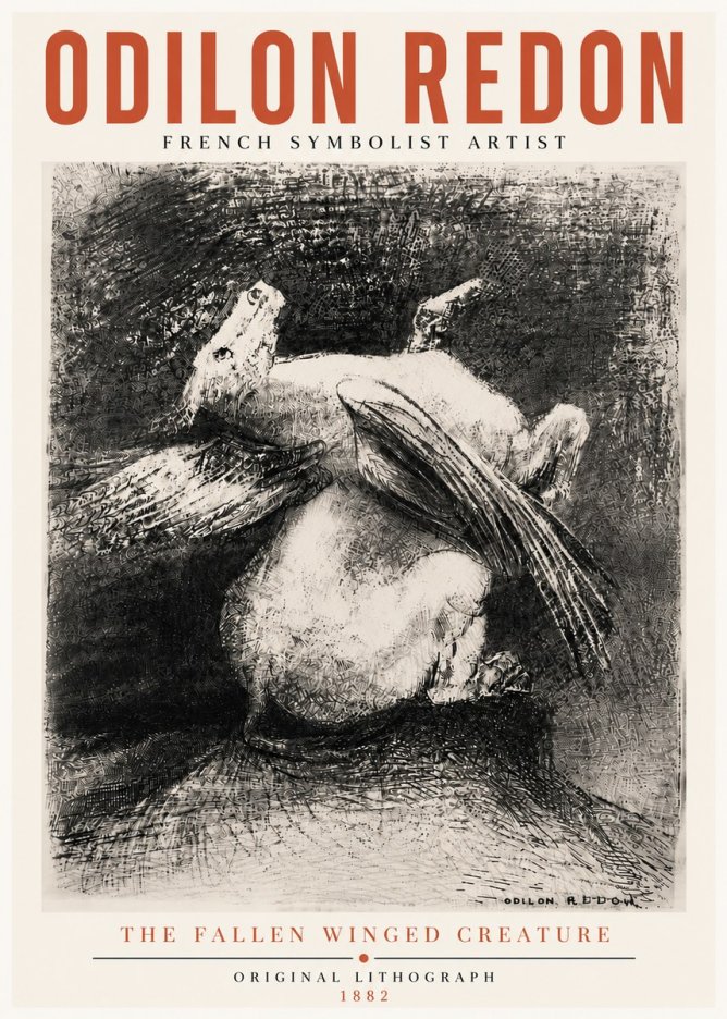 Odilon Redon The Fallen Winged Creature No5 - Plakát