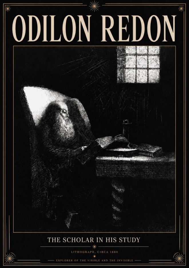 Odilon Redon The Scholar in His Study No3 - Plakát