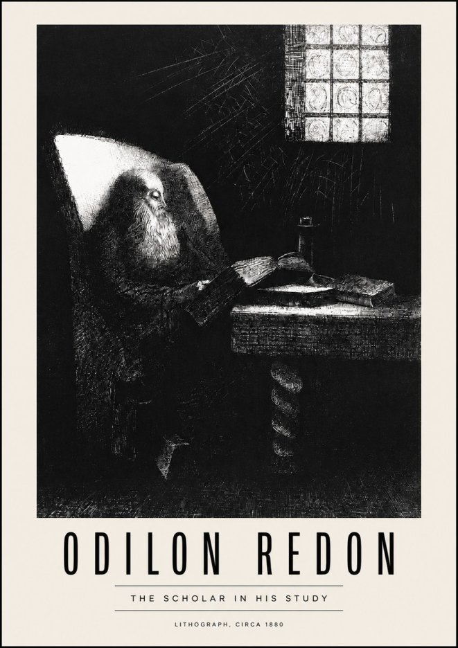 Odilon Redon The Scholar in His Study No4 - Plakát