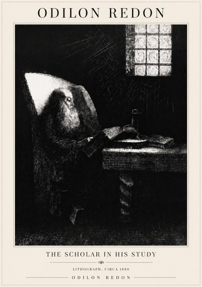 Odilon Redon The Scholar in His Study No6 - Plakát